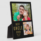 Beste oom ooit 2 foto collage zwart en goud fotoplaat (Zijkant)