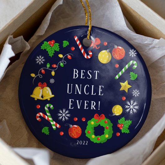 Beste Oom Ooit 2 Zijden Keramisch Ornament