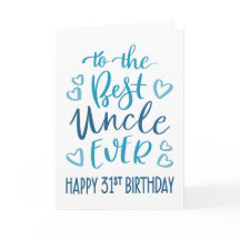Beste Oom Ooit 31e Verjaardag Typografie in Blauw