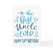 Beste Oom Ooit 34e Verjaardag Typografie in Blauw