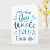 Beste oom ooit Dank u Typografie in blauw Kaart (Gele Bloem)