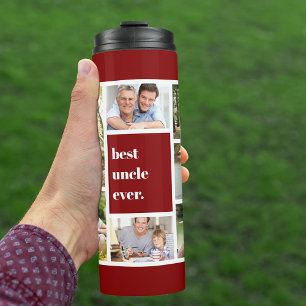 Beste Oom Ooit Foto Collage Donkerrood Wit Thermosbeker