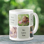 Beste oom ooit fotocollage koffiemok<br><div class="desc">Vier de beste oom ooit met deze aangepaste groene mok met een 5-fotocollage van zijn nichten en neven,  hun namen,  "Beste oom ooit" en "Ik hou van je" of "We houden van je."</div>