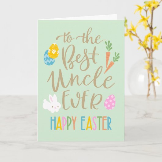 Beste oom ooit gelukkig Pasen typografie Kaart (Gele Bloem)