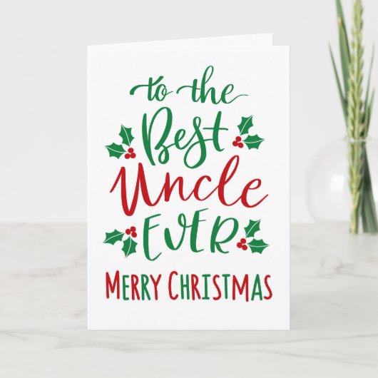 Beste Oom Ooit Kerst Typografie Kaart (Voorkant)