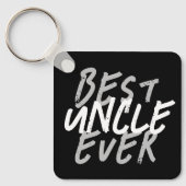 Beste oom ooit modern wit en grijs grunge sleutelhanger (Voorkant)