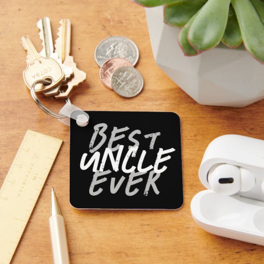 Beste oom ooit modern wit en grijs grunge sleutelhanger (Bureau)
