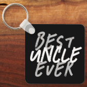 Beste oom ooit modern wit en grijs grunge sleutelhanger (Voorkant)