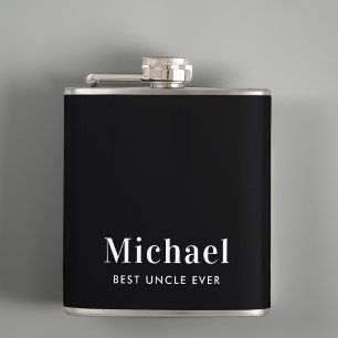 Beste oom ooit Monogram Zwart Heupfles
