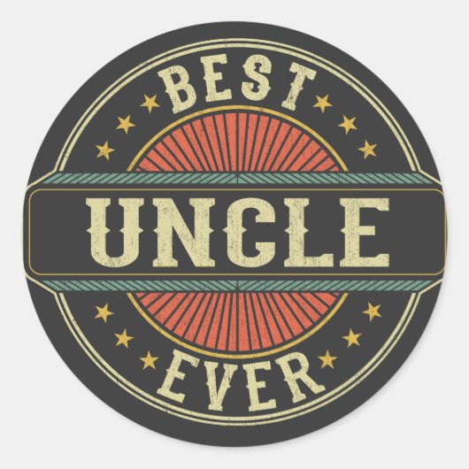 Beste Oom Ooit Retro  Oom Vaderdag Ronde Sticker (Voorkant)