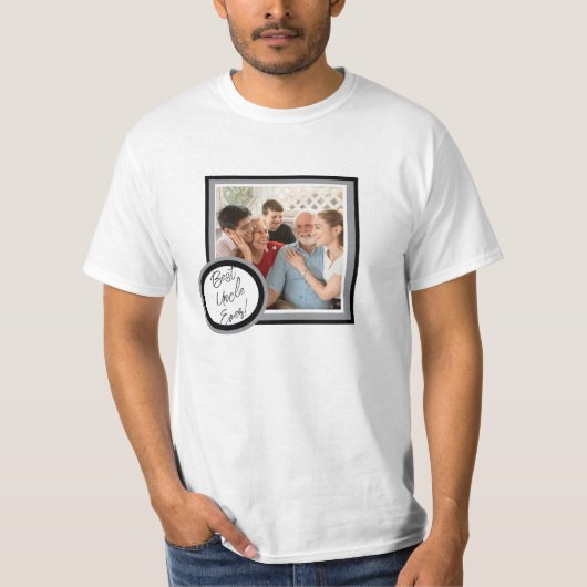 Beste Oom Ooit Zwarte T-Shirt met Aangepaste Foto (Voorkant)