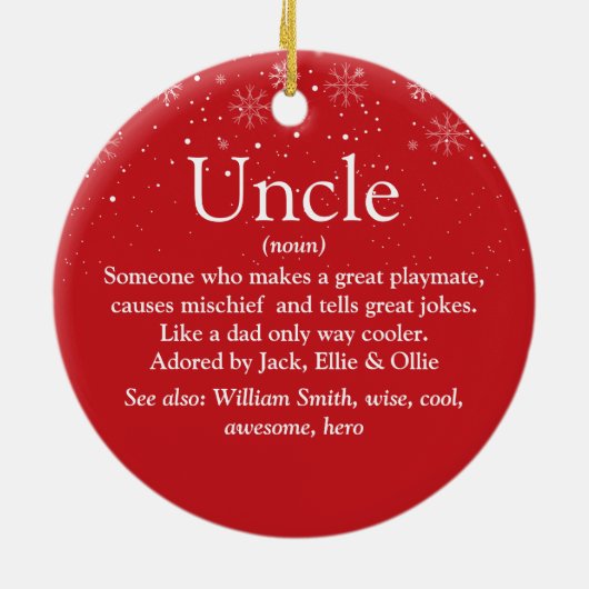 Beste Oom Ter Wereld Ooit Definitie Foto Kerstmis Keramisch Ornament (Achterkant)
