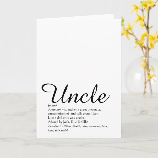 Beste Oom van de Wereld, Funcle Definitie Script Kaart (Gele Bloem)