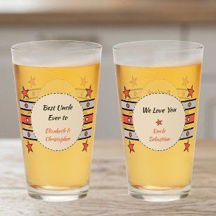 Beste Oom we houden van je namen sterren oranje bi Glas