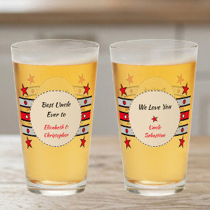 Beste Oom we houden van je namen sterren rode bier Glas