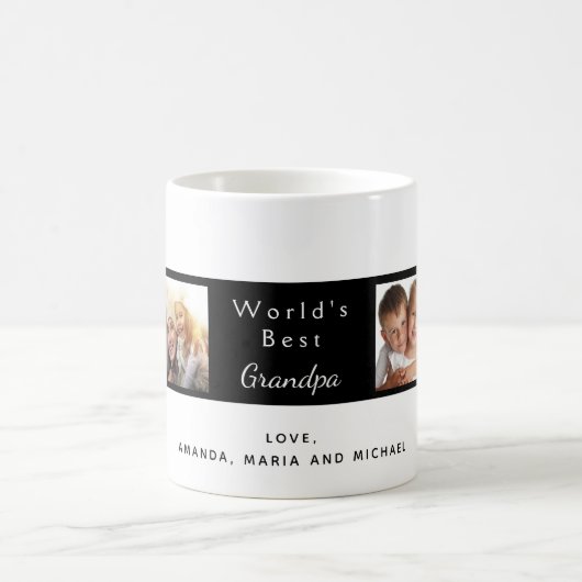 Beste opa aangepaste foto collage zwart wit koffiemok (Center)