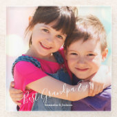 Beste opa Aangepaste foto Namen Glazen Onderzetter (Voorkant)