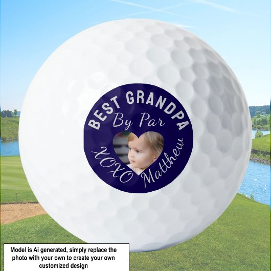 Beste opa aangepaste kinderfoto blauw golfballen