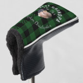 Beste opa aangepaste kinderfoto groene buffelplaid golfheadcover (3/4 voorkant)