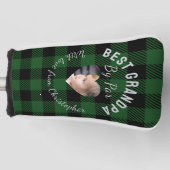 Beste opa aangepaste kinderfoto groene buffelplaid golfheadcover (Voorkant)