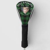 Beste opa aangepaste kinderfoto groene buffelplaid golfheadcover (Voorkant)