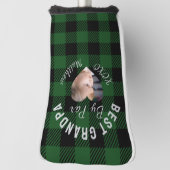Beste opa aangepaste kinderfoto groene buffelplaid golfheadcover (Draai 90)