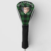 Beste opa aangepaste kinderfoto groene buffelplaid golfheadcover (Voorkant)