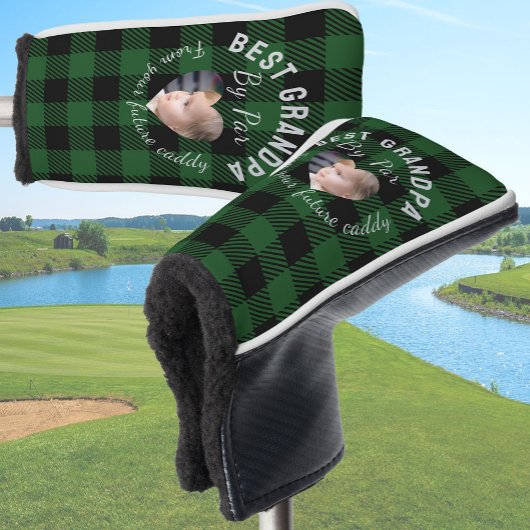 Beste opa aangepaste kinderfoto groene buffelplaid golfheadcover