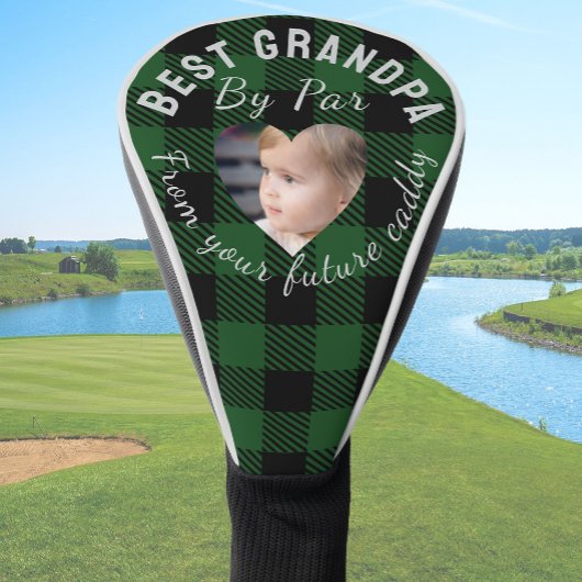 Beste opa aangepaste kinderfoto groene buffelplaid golfheadcover