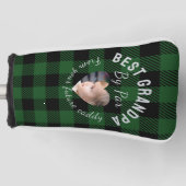 Beste opa aangepaste kinderfoto groene buffelplaid golfheadcover (Voorkant)