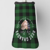 Beste opa aangepaste kinderfoto groene buffelplaid golfheadcover (Draai 90)