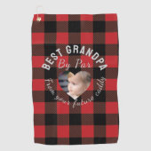 Beste opa aangepaste kinderfoto rode Buffalo gerui Golfhanddoek (Voorkant)