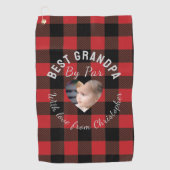 Beste opa aangepaste kinderfoto rode Buffalo gerui Golfhanddoek (Voorkant)