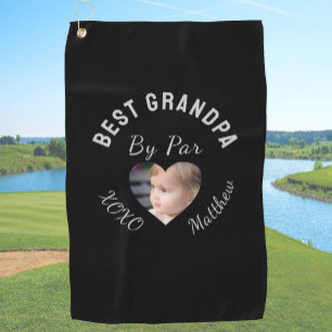 Beste opa aangepaste kinderfoto rood zwart golfhanddoek