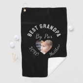 Beste opa aangepaste kinderfoto rood zwart golfhanddoek (Insitu)