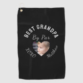 Beste opa aangepaste kinderfoto rood zwart golfhanddoek (Voorkant)