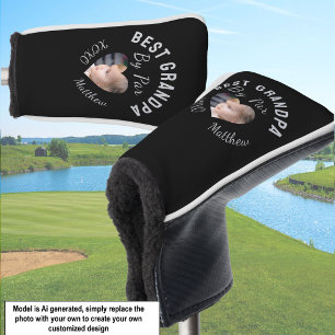 Beste opa aangepaste kinderfoto zwart golfheadcover