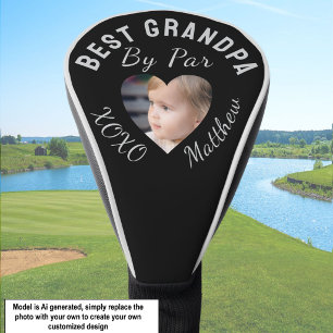 Beste opa aangepaste kinderfoto zwart golfheadcover