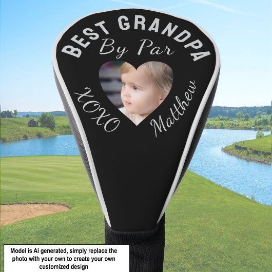 Beste opa aangepaste kinderfoto zwart golfheadcover