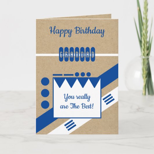Beste opa blauw en wit rustieke verjaardag kaart (Voorkant)