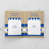 Beste opa blauw en wit rustieke verjaardag kaart (Binnen)