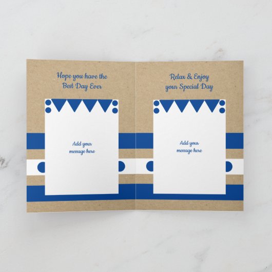 Beste opa blauw en wit rustieke verjaardag kaart (Binnen)