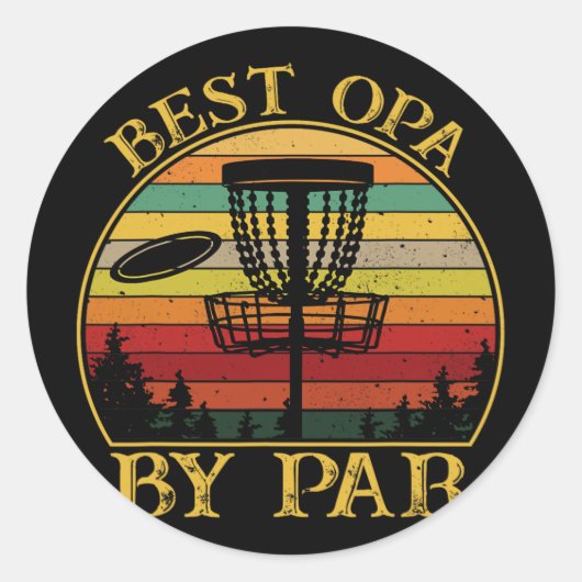 Beste Opa By Par Grappige Disc Golfende Grootvader Ronde Sticker (Voorkant)