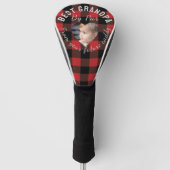 Beste Opa Custom Kinder Foto Red Buffalo Plaid Golfheadcover (Voorkant)