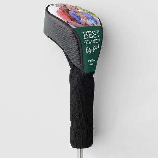 Beste opa door par Aangepaste foto groen Golfheadcover (Schuin)