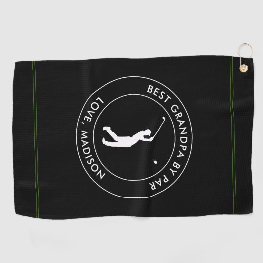 Beste opa door par aangepaste golfer naam tekst golfhanddoek (Horizontaal)
