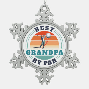 Beste opa door par aangepaste retro golfer tin sneeuwvlok ornament