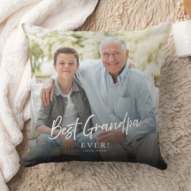 Beste Opa Door Par Aangepaste Twee Foto Aandenken Kussen (Deken)