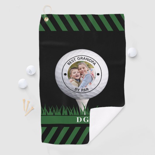Beste opa door par foto gepersonaliseerd golfhanddoek (Insitu)