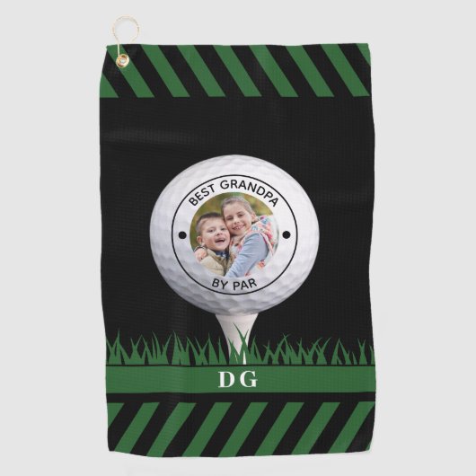 Beste opa door par foto gepersonaliseerd golfhanddoek (Voorkant)